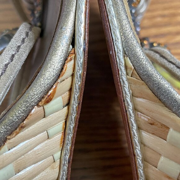 Giuseppe Zanotti Gold Leather & Bamboo Wedge Heels, EU 40 - Picture 12 of 16